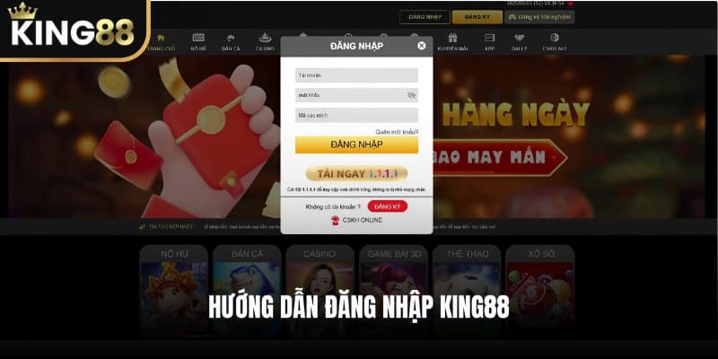 Hướng dẫn đăng nhập KING88